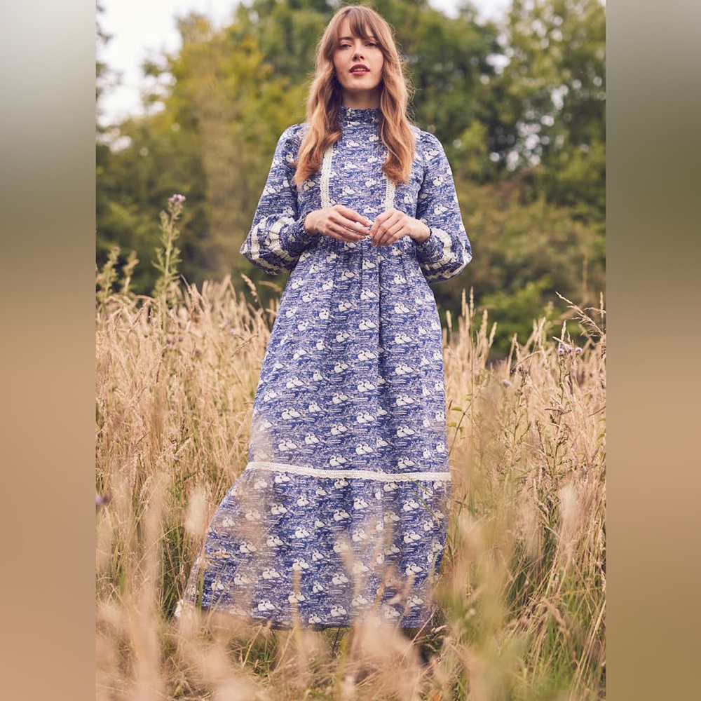 Laura Ashley Floral Blue Maxi Dress